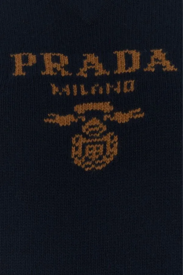 Logo-Intarsia Striped-Trim Crewneck Jumper