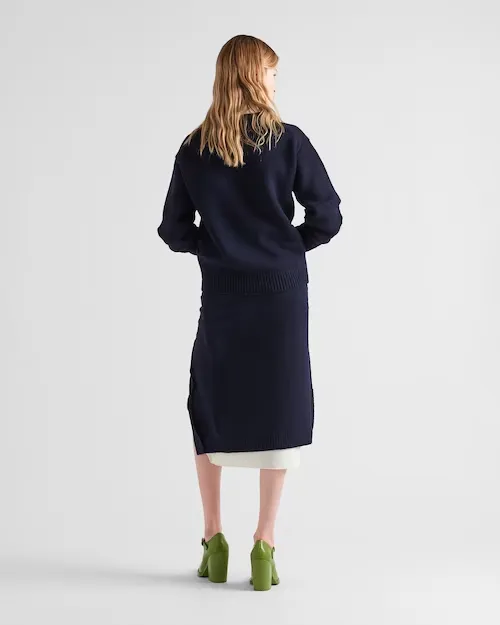 High-Waist Slit-Detailed Knitted Skirt