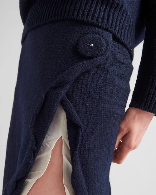 High-Waist Slit-Detailed Knitted Skirt