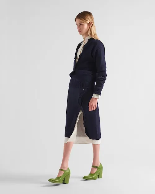 High-Waist Slit-Detailed Knitted Skirt