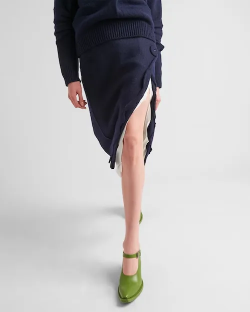 High-Waist Slit-Detailed Knitted Skirt