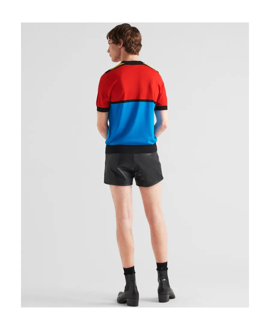 Colour-Block Crewneck Knitted T-Shirt