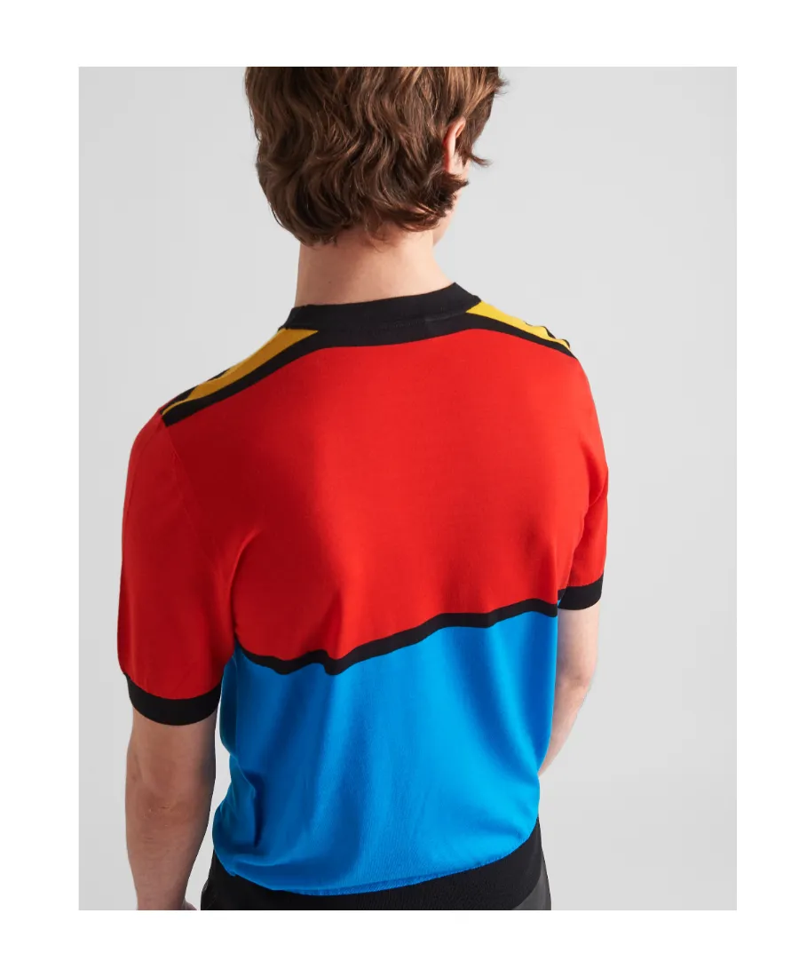 Colour-Block Crewneck Knitted T-Shirt