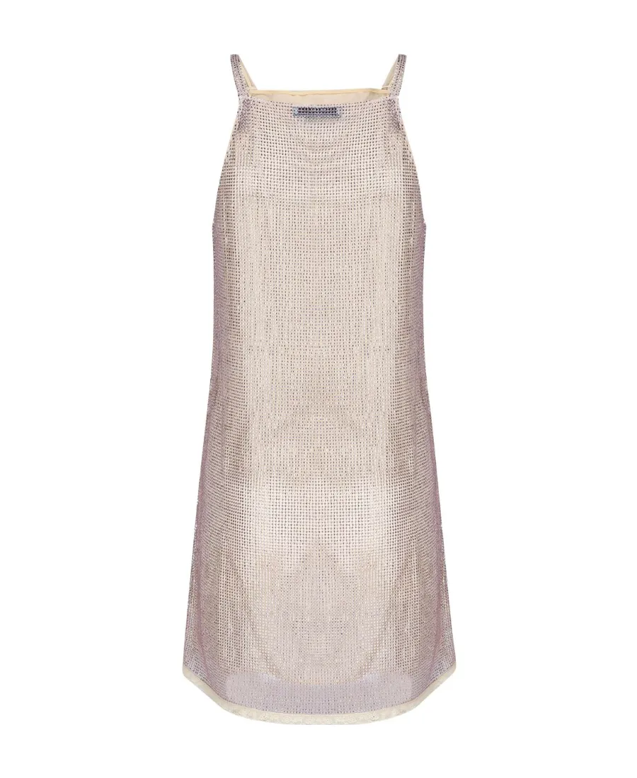 Triangle Logo Embellished Mesh Dress