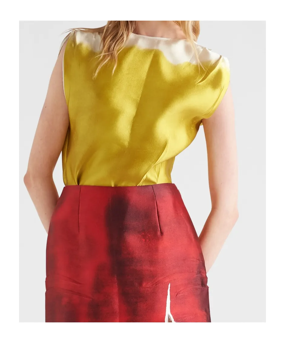 Round-Neck Satin Sleeveless Blouse