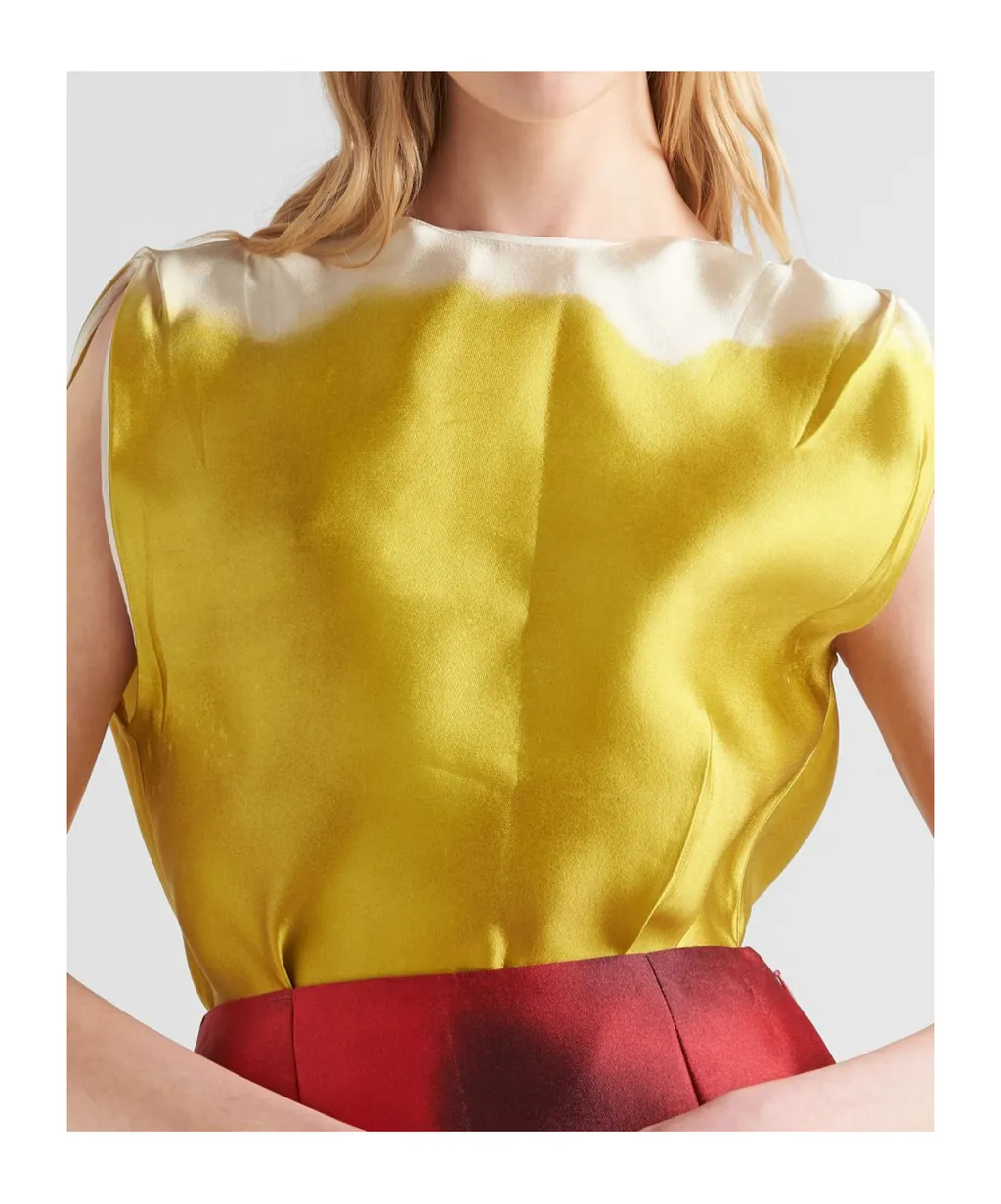 Round-Neck Satin Sleeveless Blouse