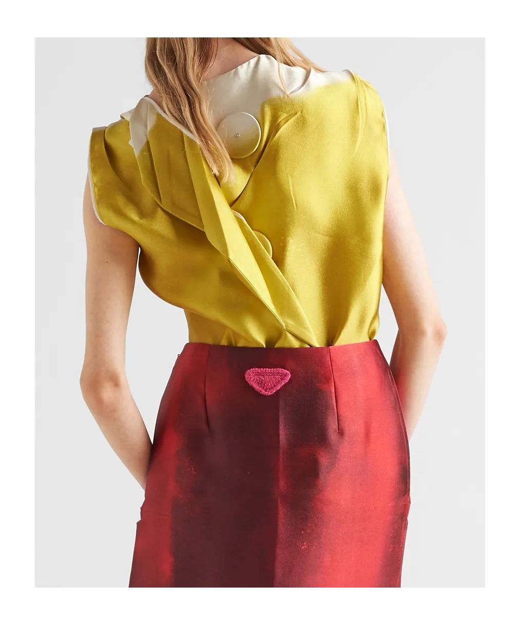 Round-Neck Satin Sleeveless Blouse
