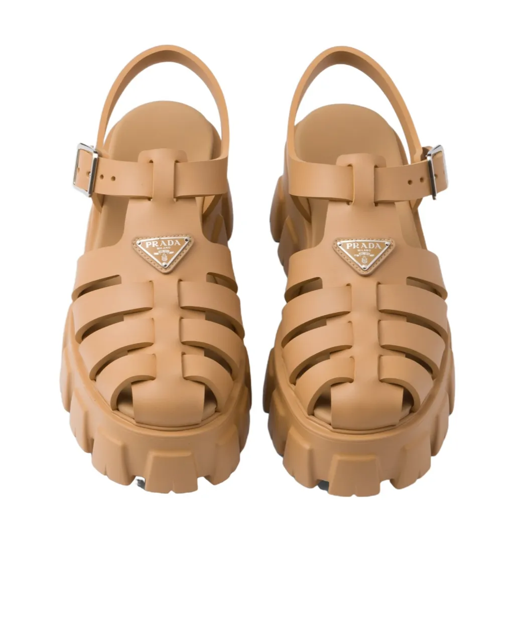 Foam Triangle-Logo Ankle Strapped Sandals