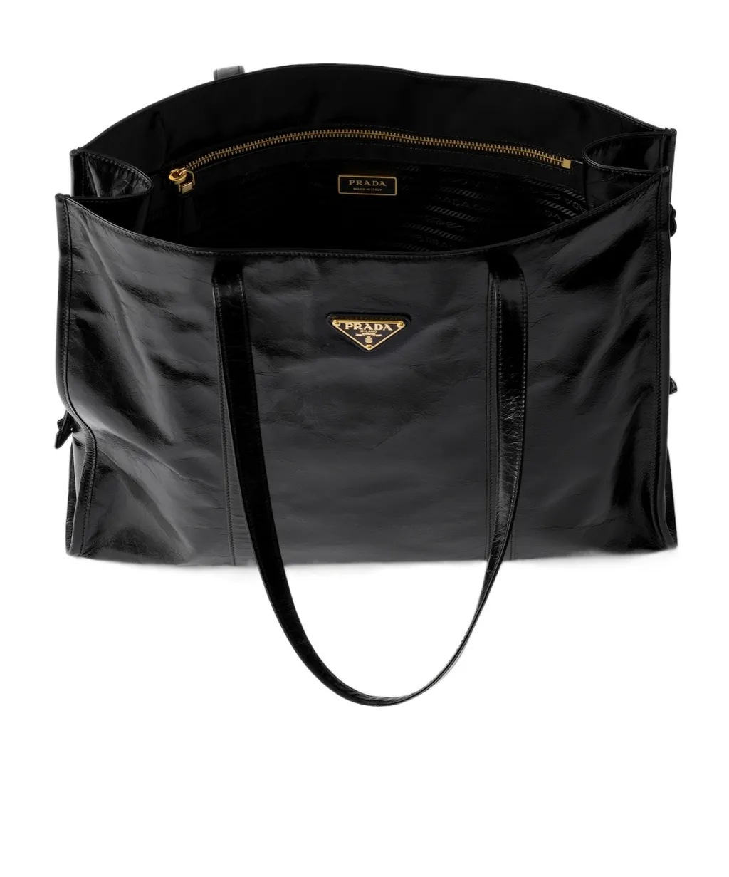 Logo Plaque Drawstring Tote Bag