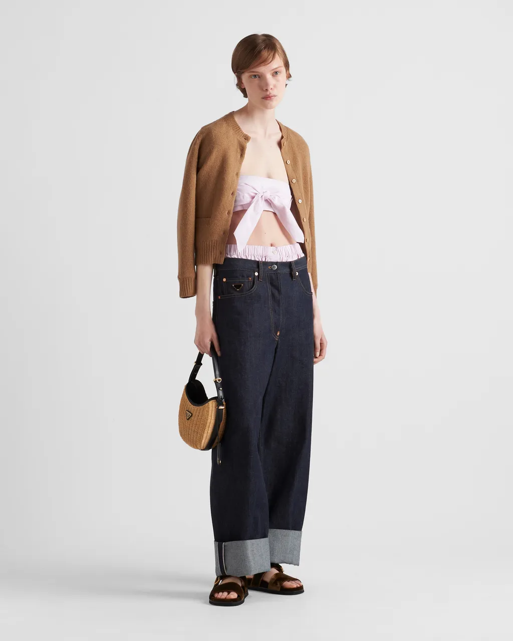 Checked Cotton Bandeau Top