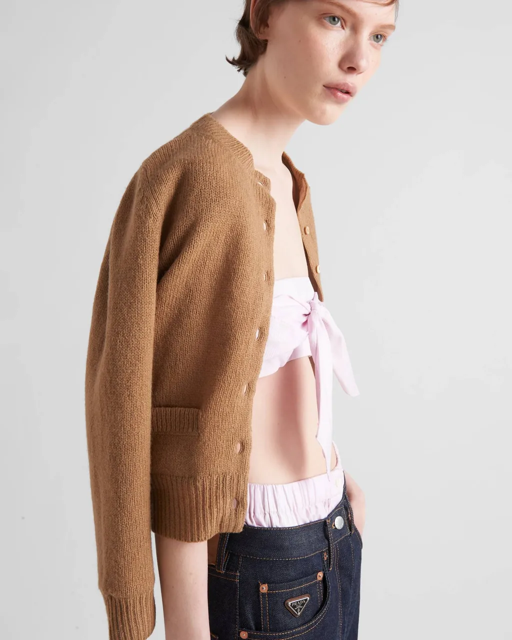 Checked Cotton Bandeau Top