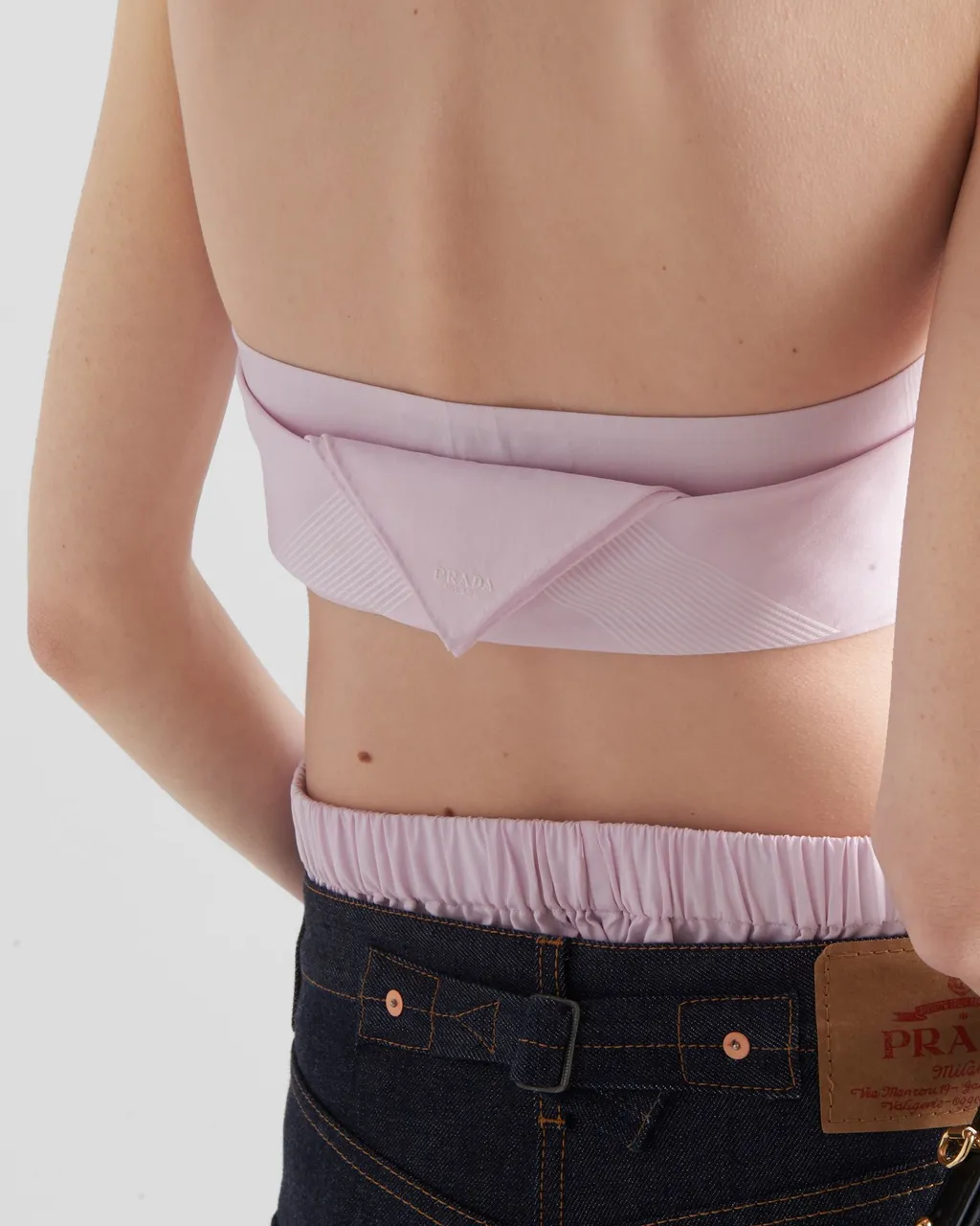 Checked Cotton Bandeau Top