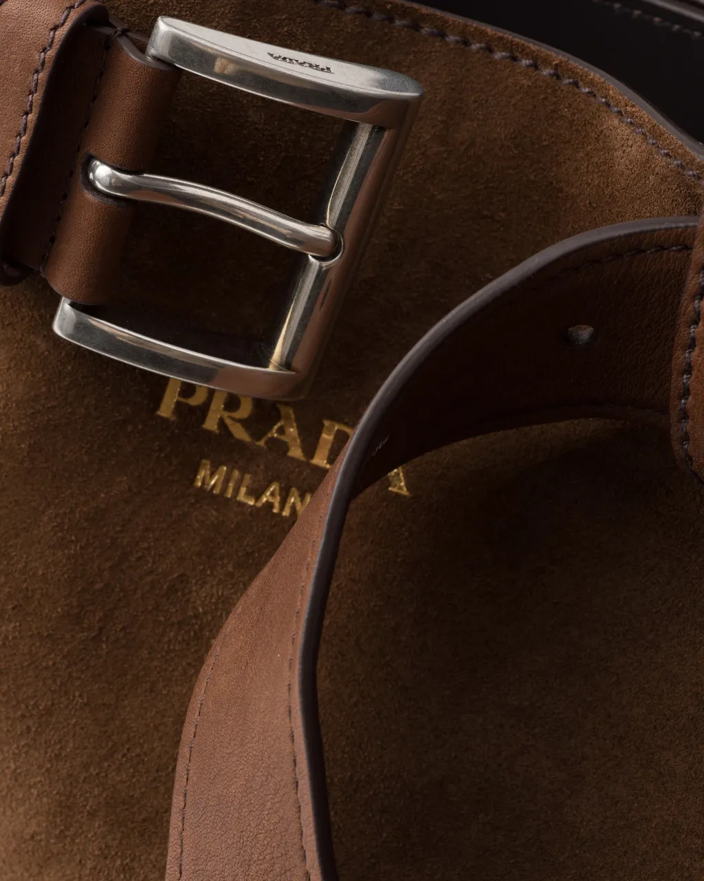 Large Buckle Suede Bag With Belt