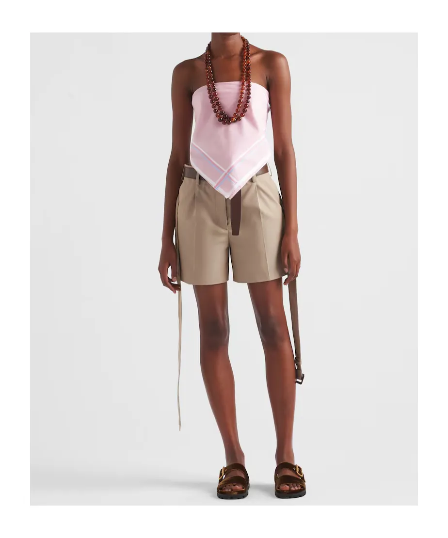 Belted Gabardine Shorts