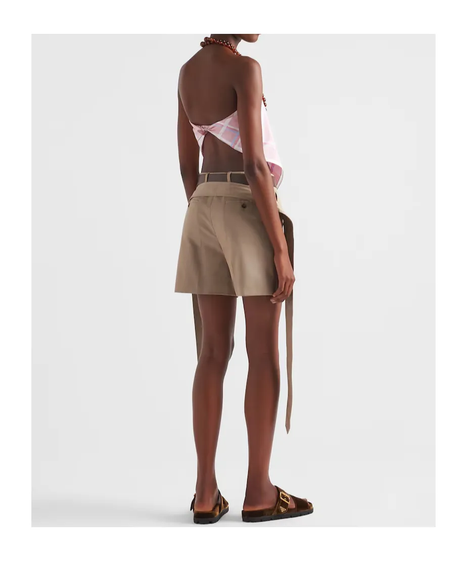 Belted Gabardine Shorts