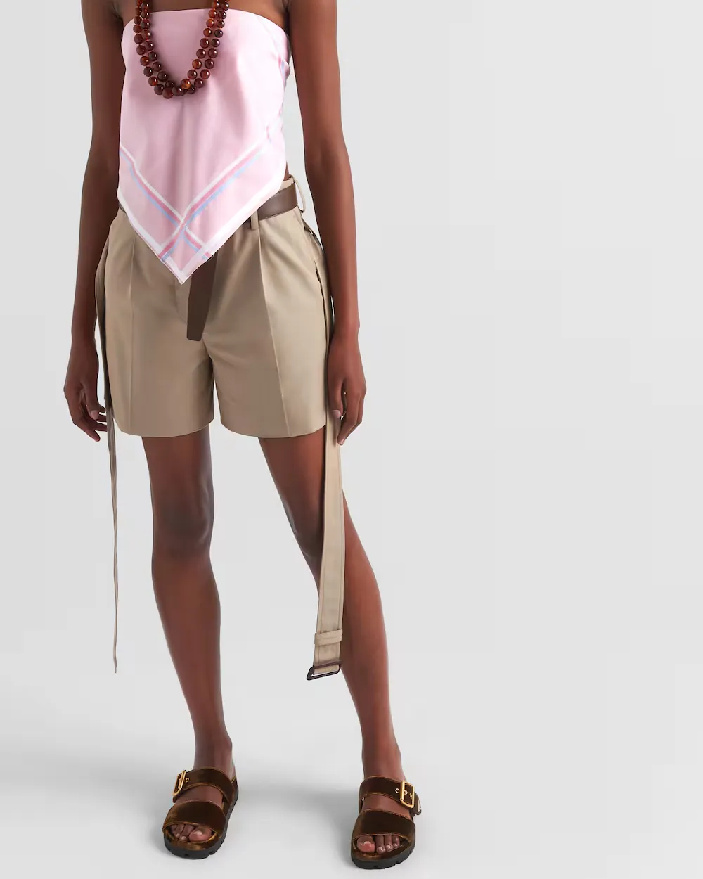 Belted Gabardine Shorts