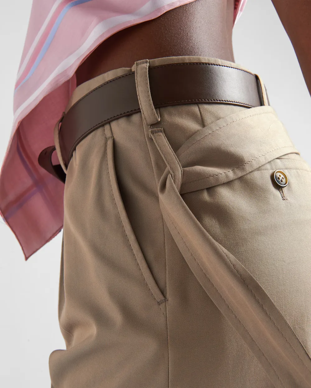 Belted Gabardine Shorts