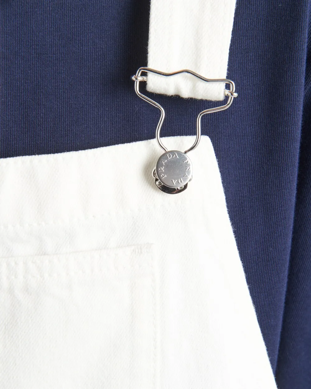Triangle-Logo Denim Overall Mini-Dress