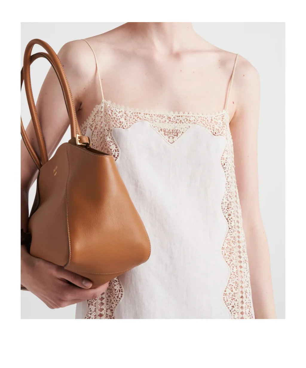 Embroidered, Lace-Trimmed Linen Dress