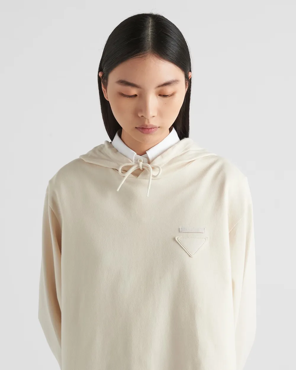 Triangle-Logo Drawstring Hoodie Dress