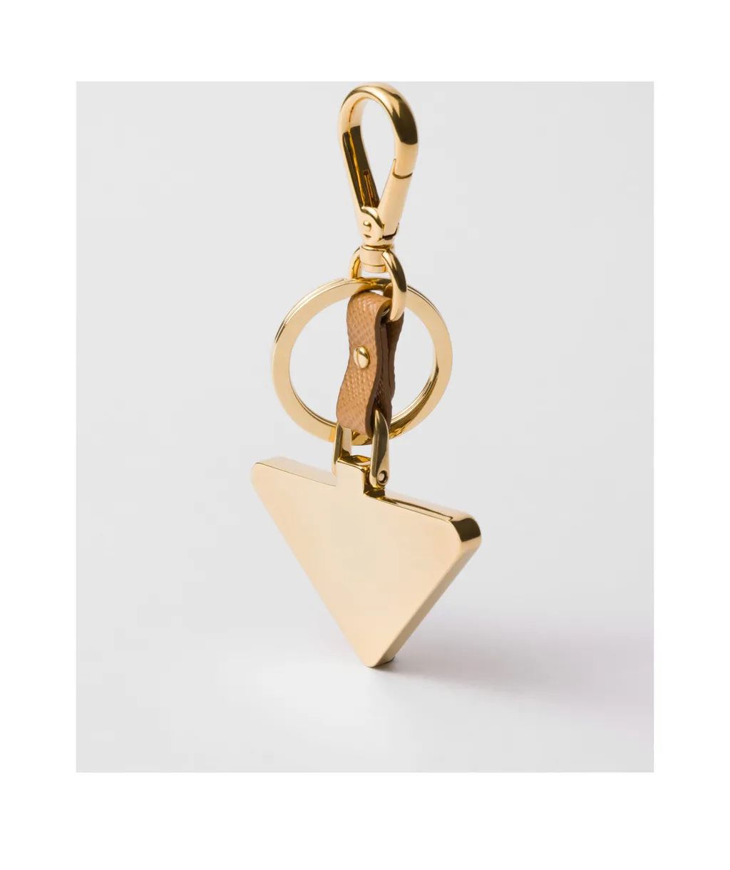 Saffiano Leather And Metal Keychain