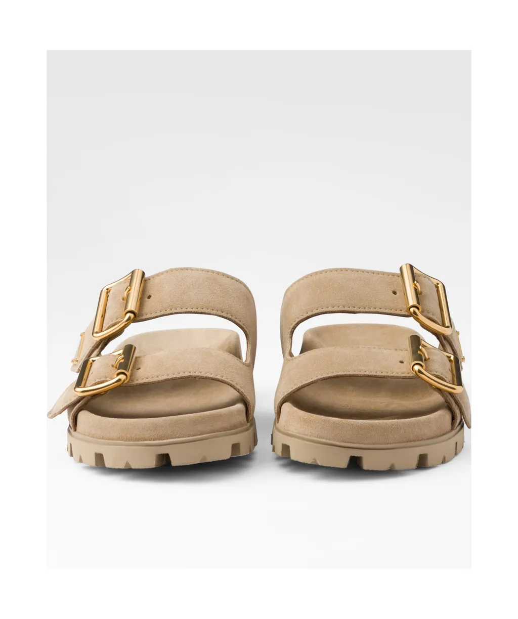 Suede Strap Slides