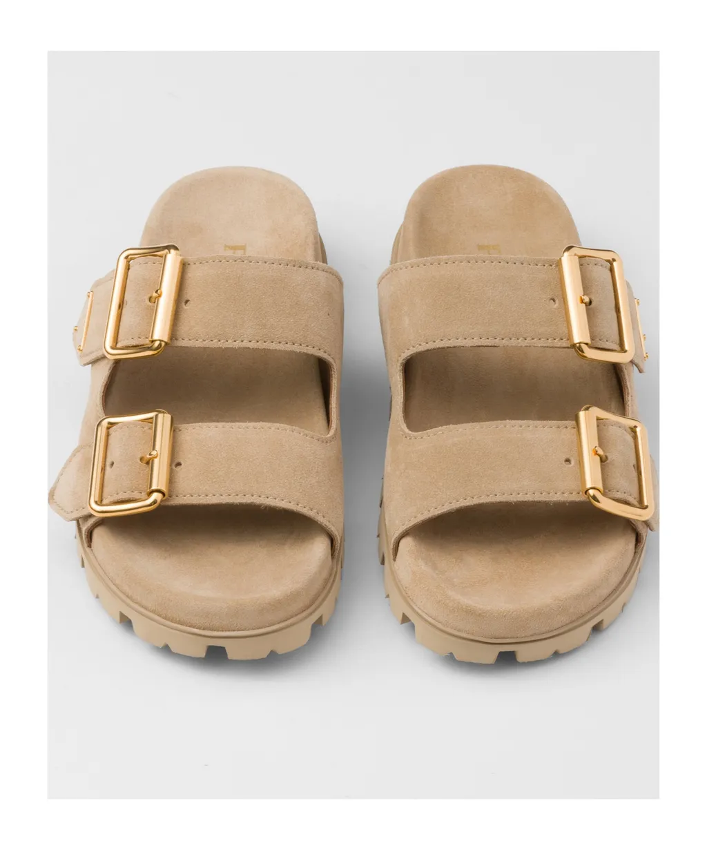 Suede Strap Slides