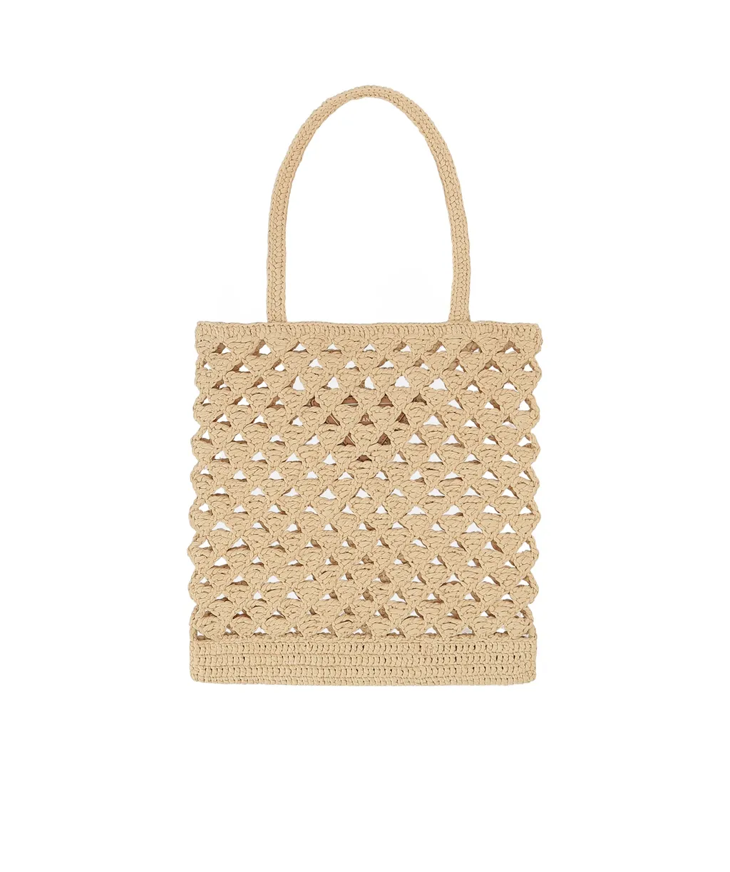 Woven Fabric Crochet Tote Bag
