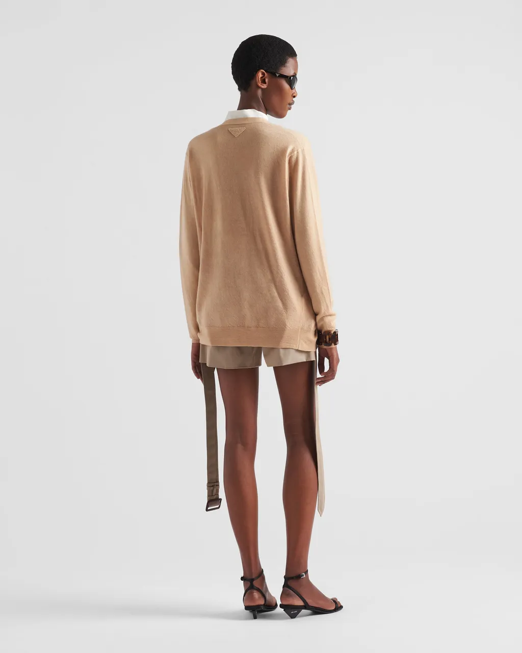 Triangle-Logo V-Neck Cardigan