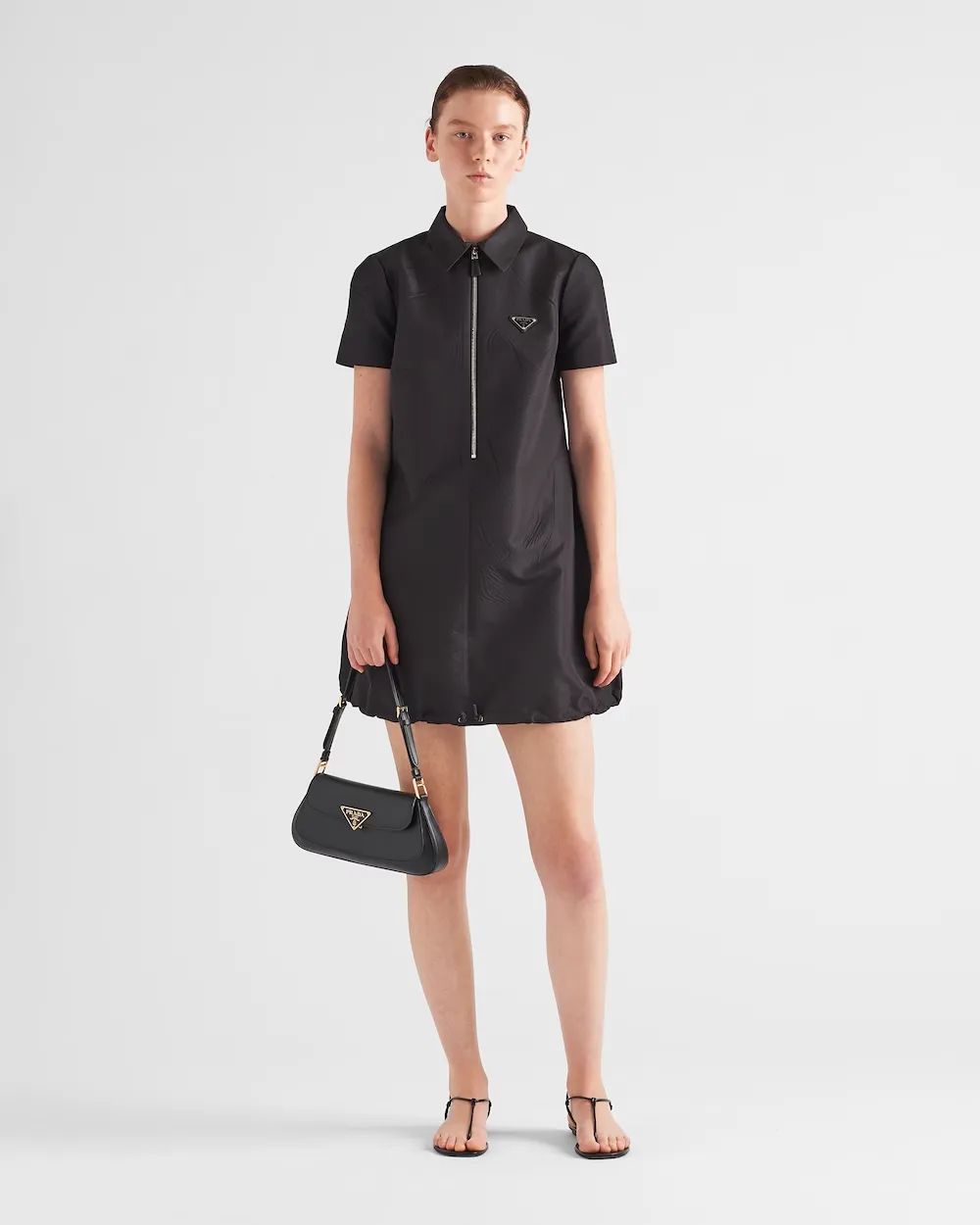 Short-Sleeved Half-Zipped Dress