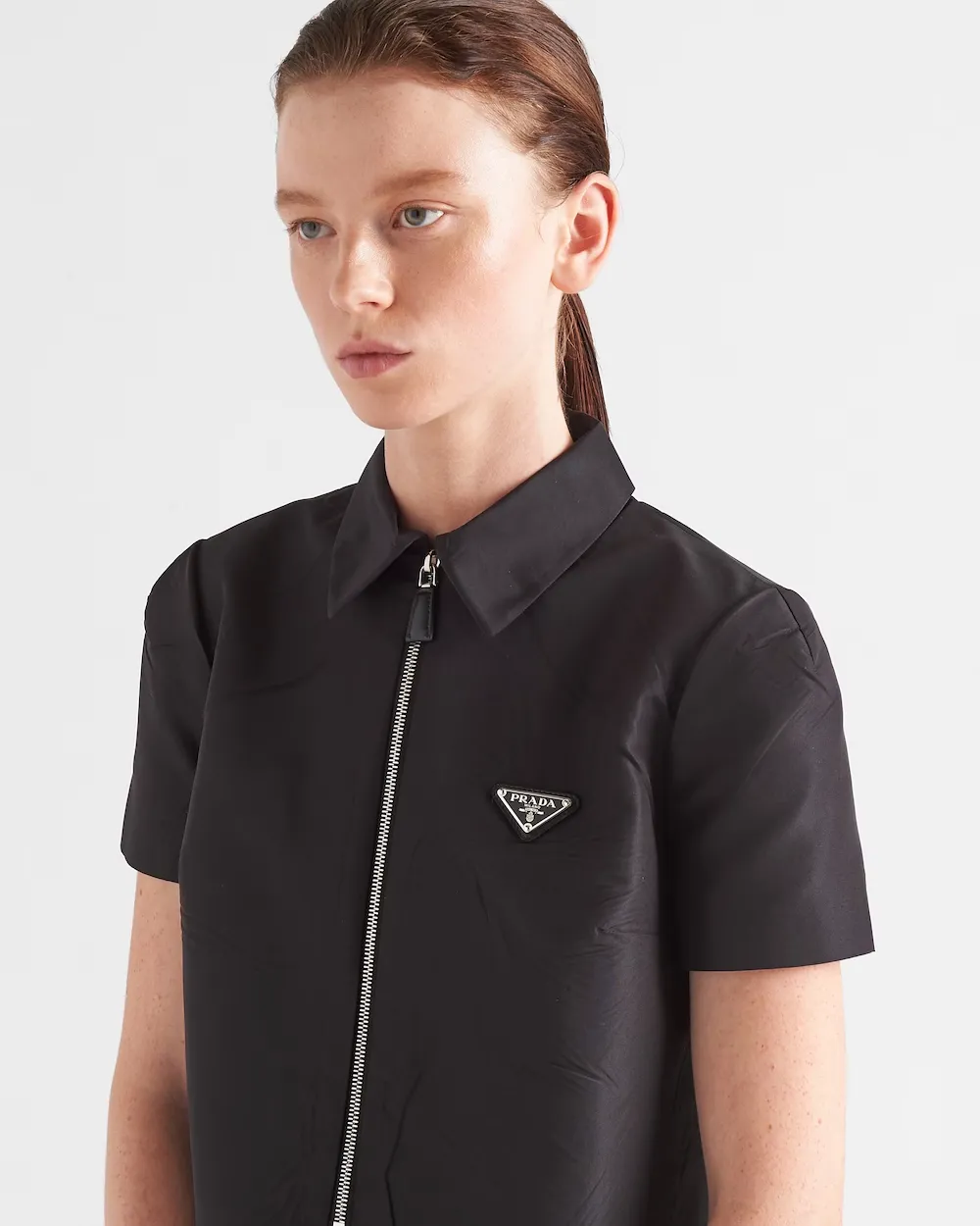 Short-Sleeved Half-Zipped Dress