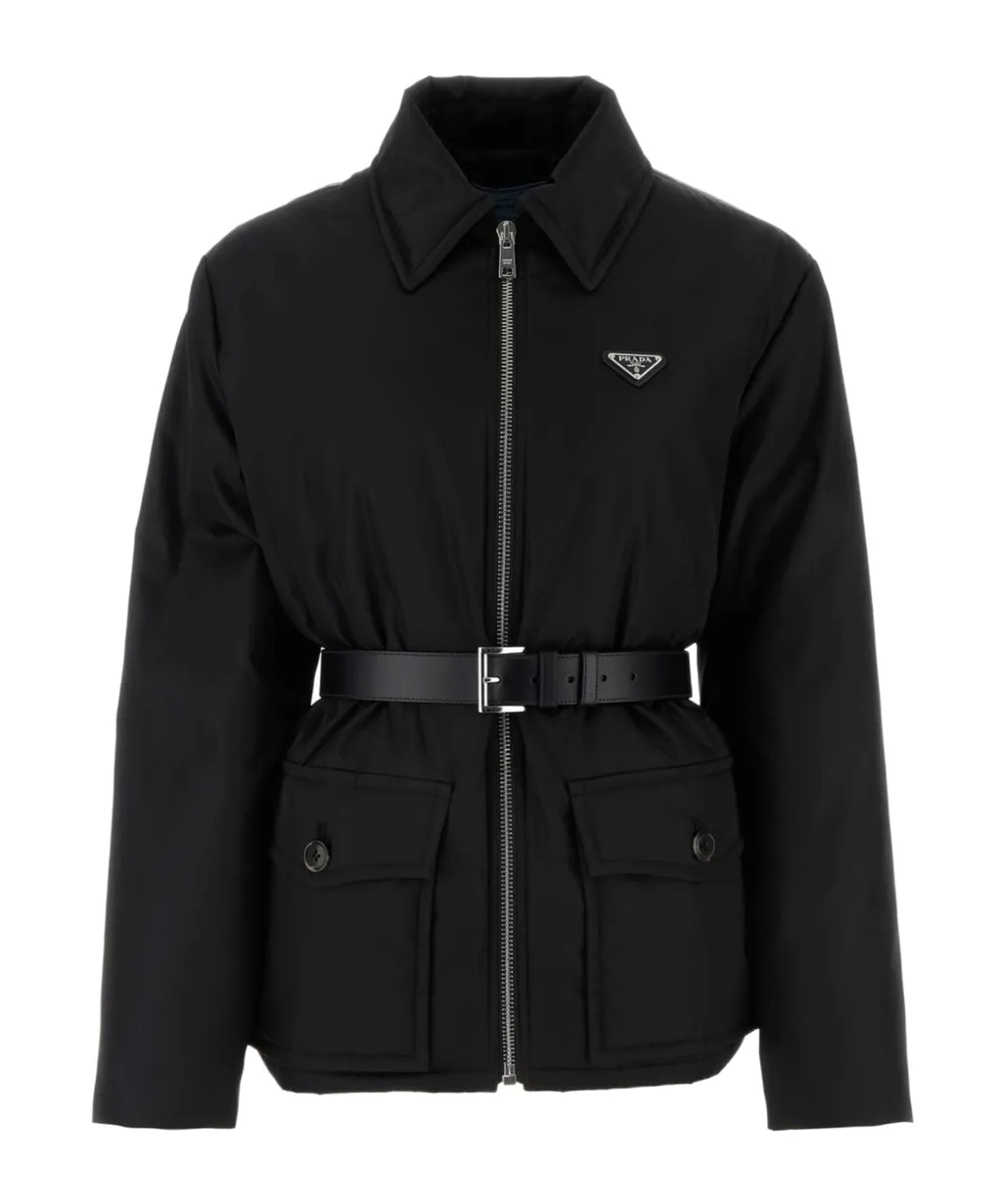 Logo Plaque Belt-Detailed Jacket