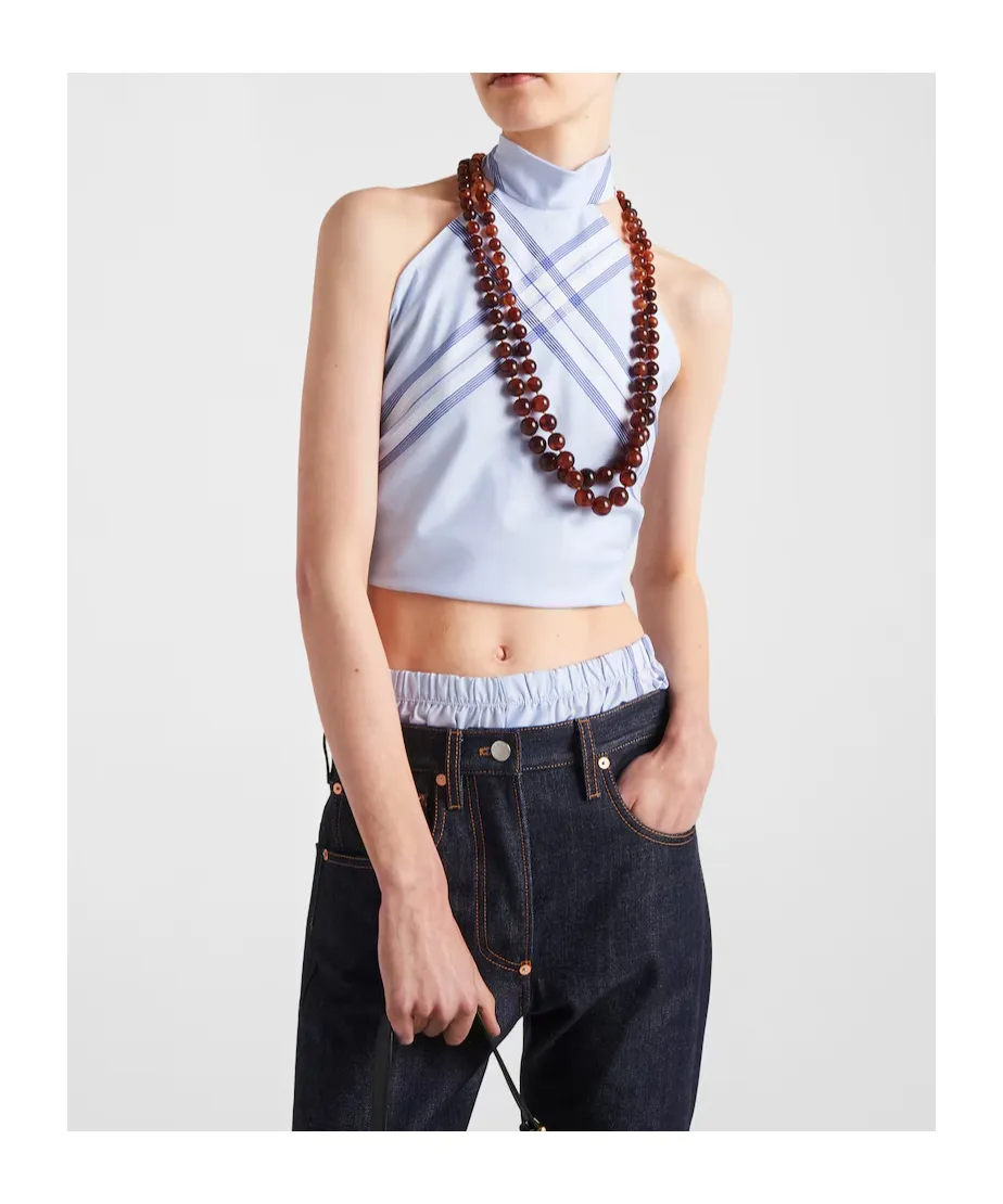 Printed Cotton Halter Top