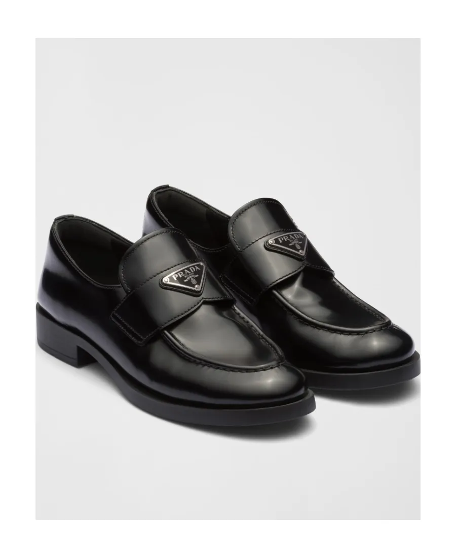 Logo Plaque Almond-Toe Loafers