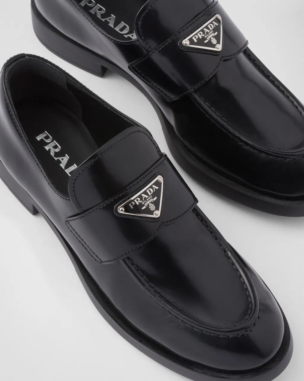 Logo Plaque Almond-Toe Loafers