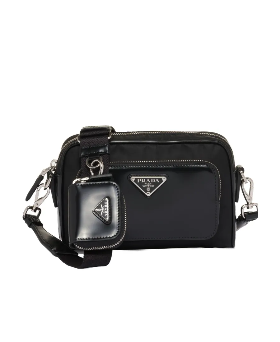 Triangle-Logo Zipped Crossbody Bag