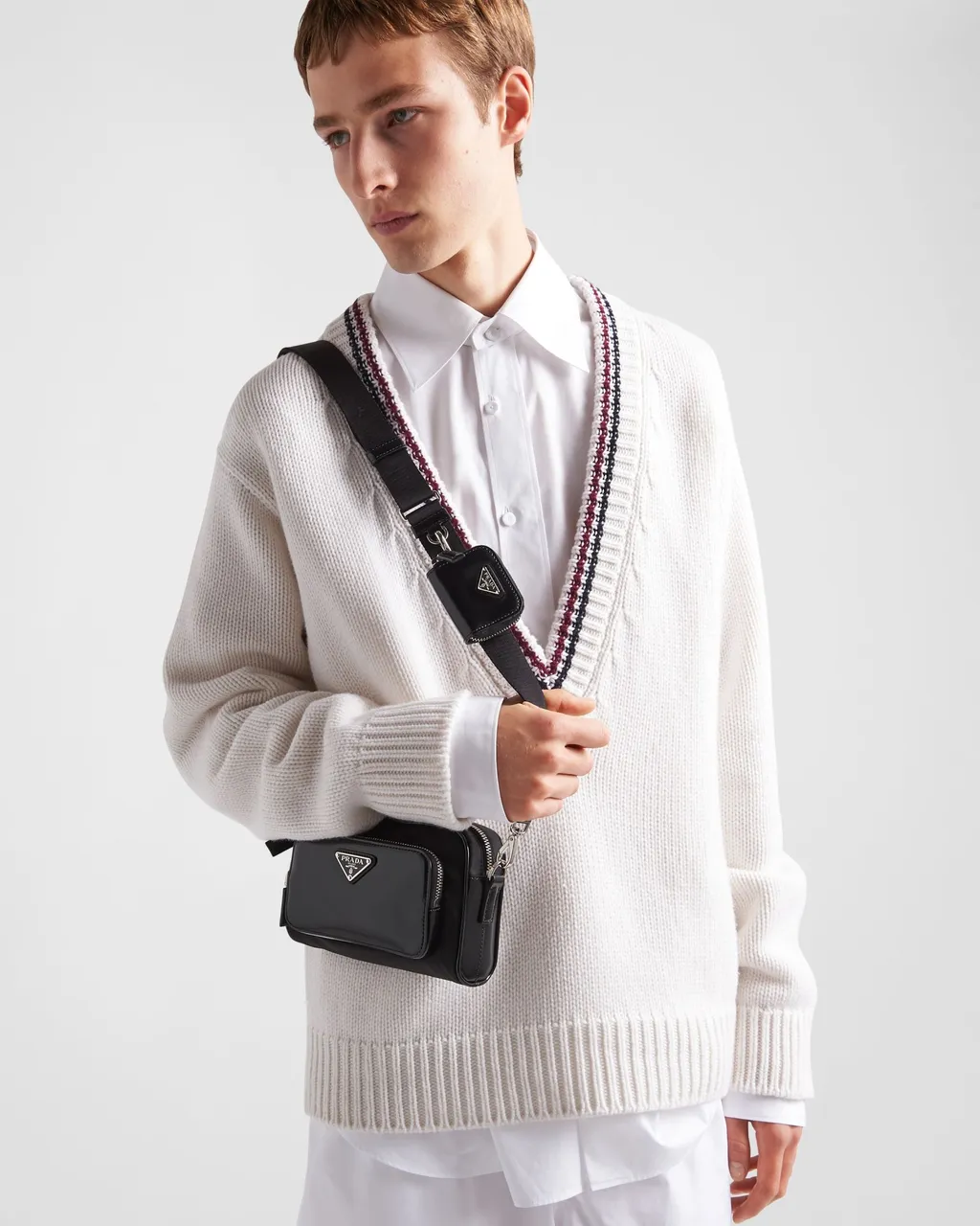 Triangle-Logo Zipped Crossbody Bag