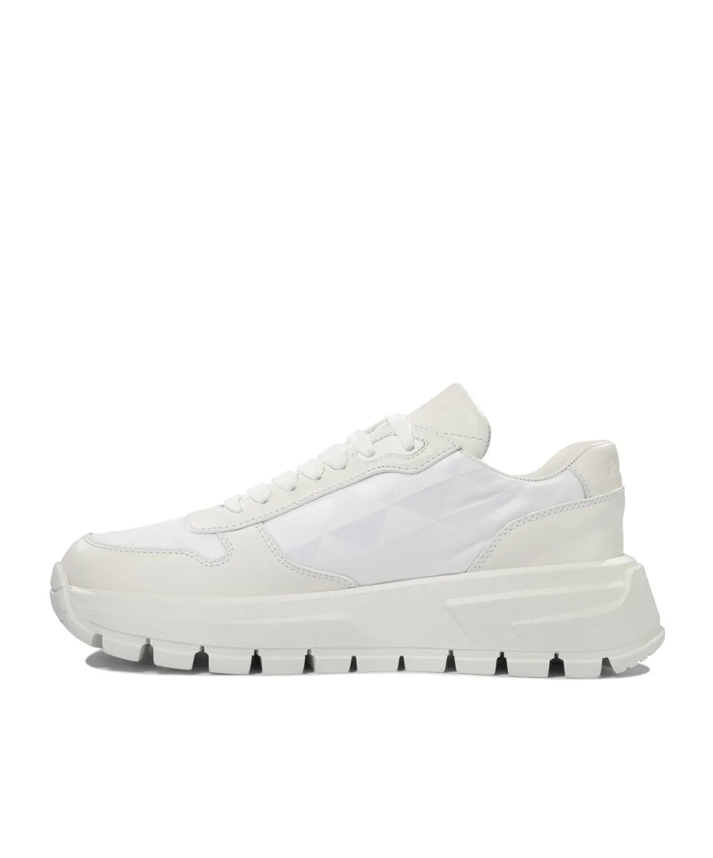 Triangle-Logo Round-Toe Lace-Up Sneakers