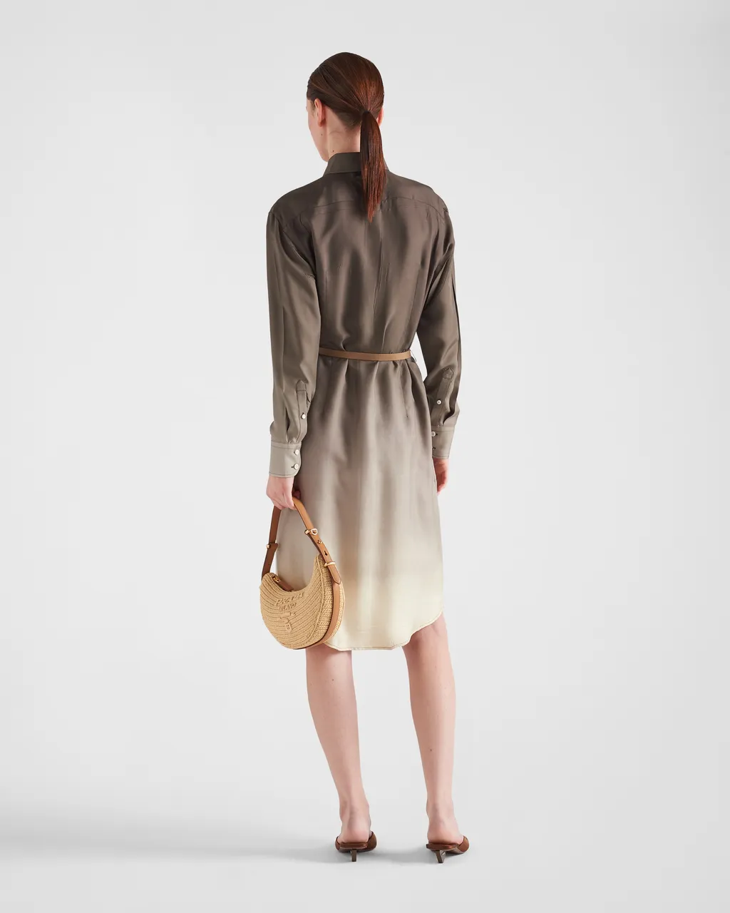 Gradient Belted Shirtdress