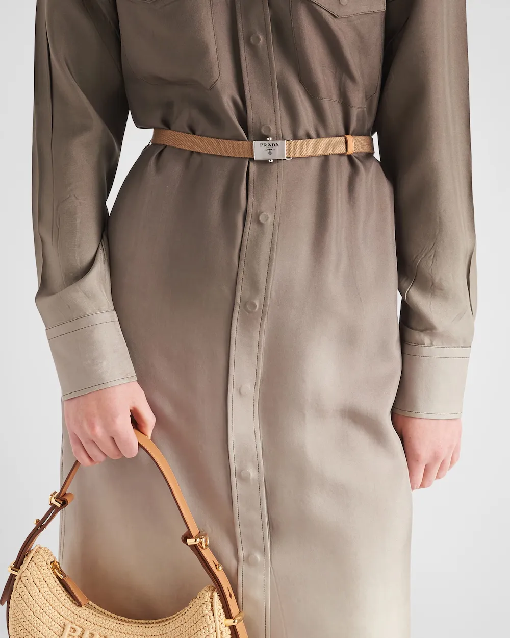 Gradient Belted Shirtdress