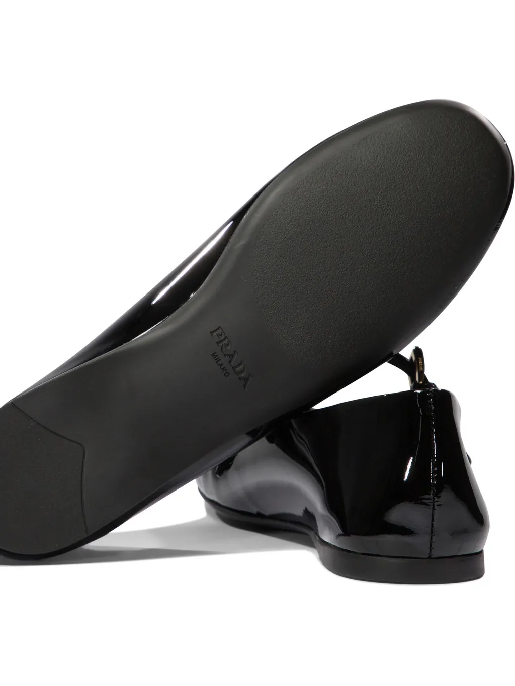 Triangle-Logo Round-Toe Ballerina Shoes