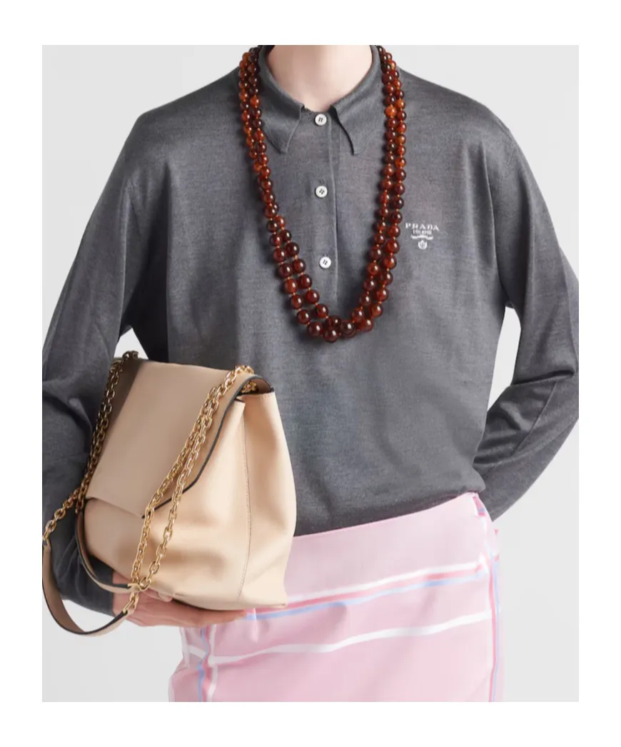 Long-Sleeved Silk Polo Shirt