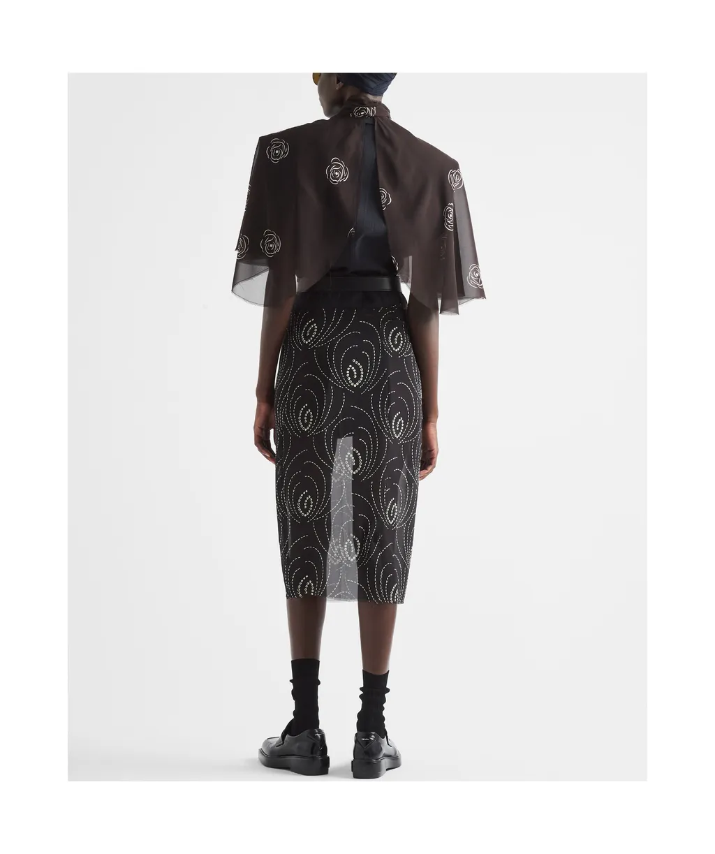 All-Over Geometric Patterned Midi Skirt