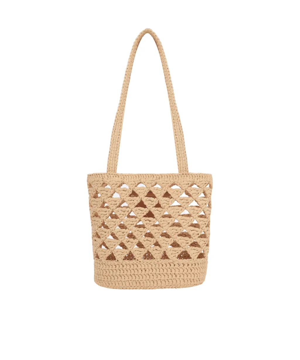 Woven Fabric Crochet Tote Bag