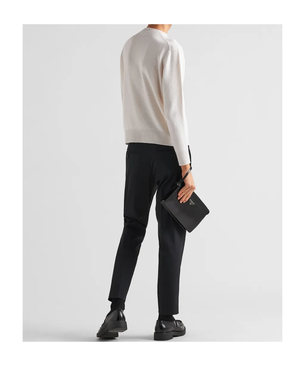 Mid-Rise Cropped Tailored Trousers