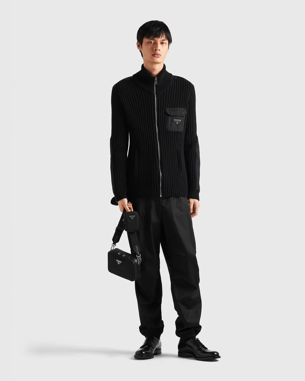 Wool And Cashmere Cardigan With Re-Nylon Details