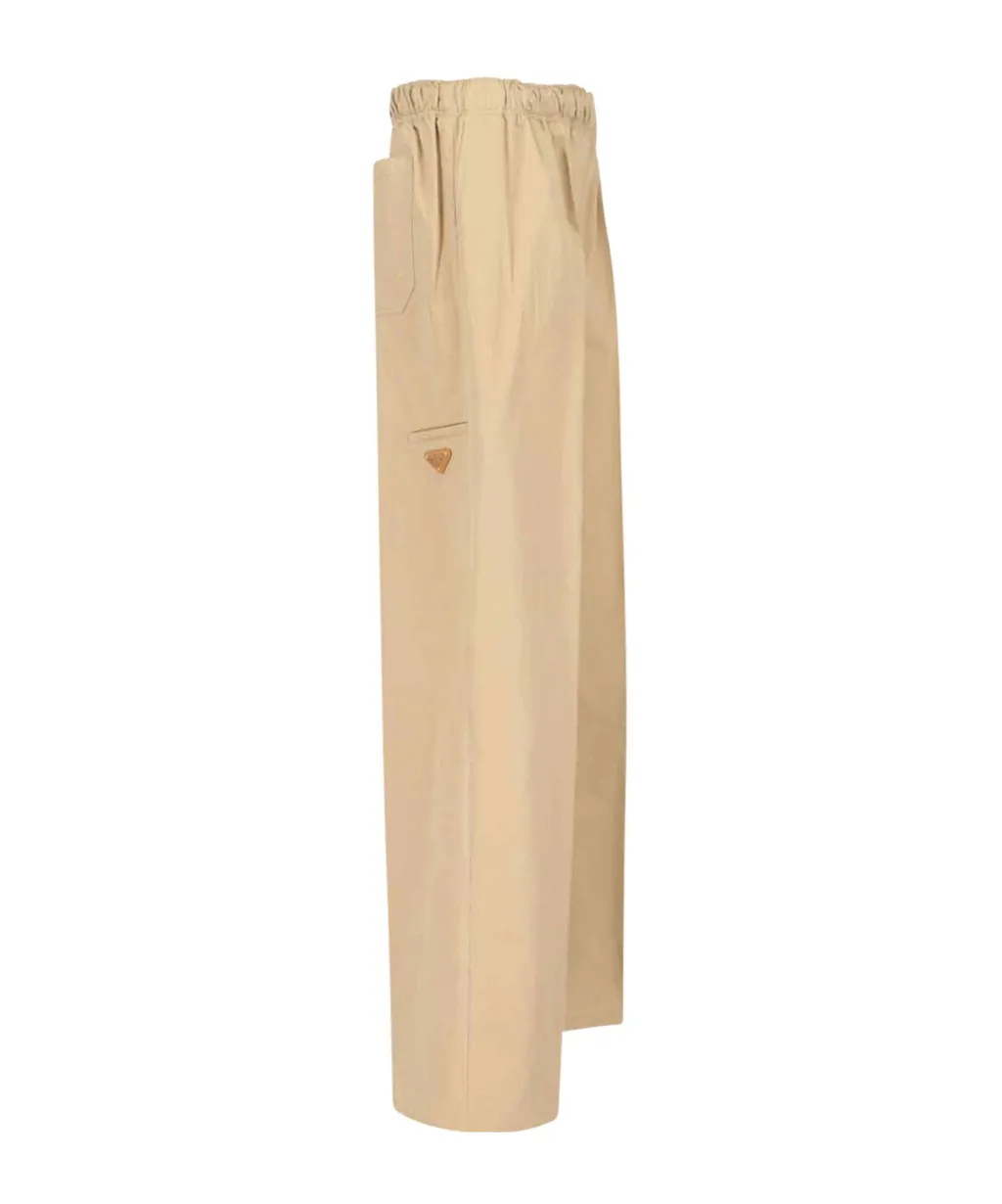 Triangle-Logo Plaque Wide-Leg Pants
