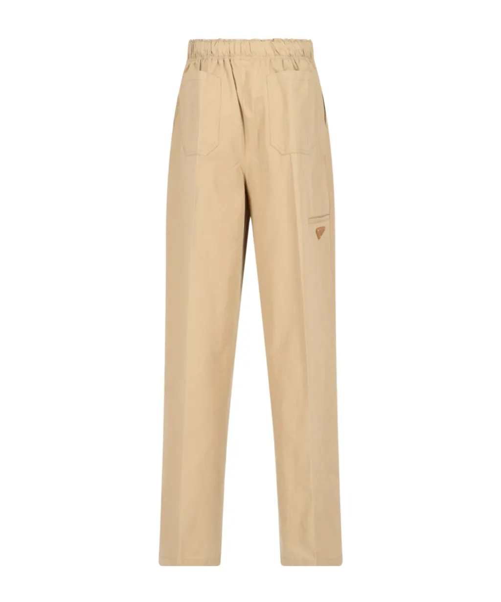 Triangle-Logo Plaque Wide-Leg Pants