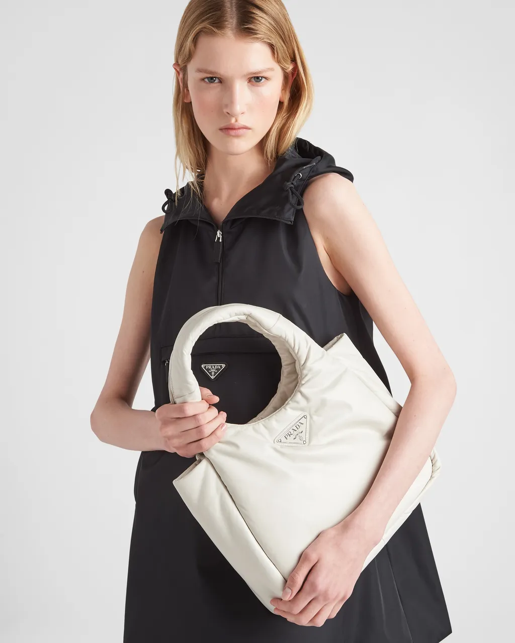 Logo Plaque Top Handle Tote Bag