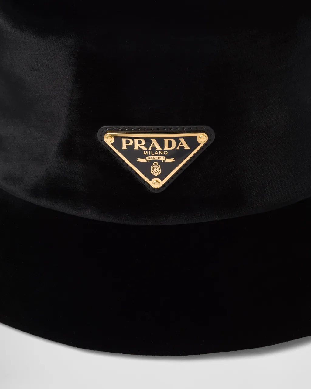 Triangle-Logo Velvet Bucket Hat